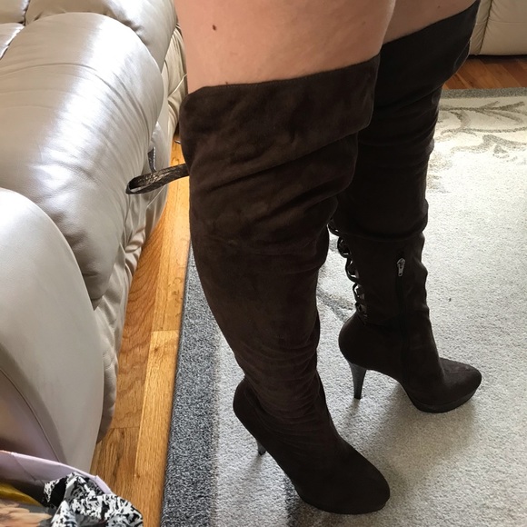 bebe over the knee brown suede boots sz 9 - Picture 5 of 7